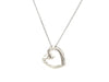 Open Heart Pendant with Diamonds in Sterling Silver