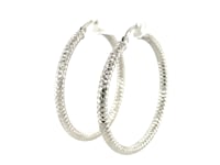 Sterling Silver Large Hoop Earrings with Braid Texture