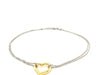 14k Yellow Gold and Sterling Silver Anklet with a Single Open Heart Station