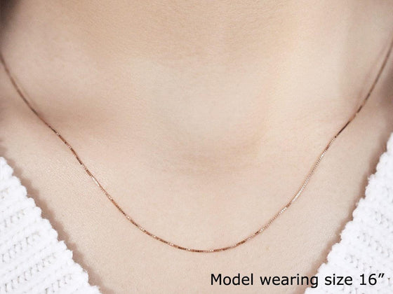 14k Rose Gold Classic Box Chain 0.45mm - Diamond Designs