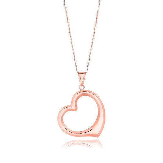 14k Rose Gold Floating Heart Drop Pendant - Diamond Designs