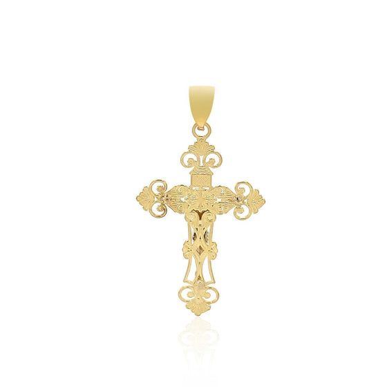 14k Two Tone Gold Cross Pendant - Diamond Designs