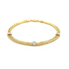 14k Two-Tone Gold Dual Wheat Chain Bracelet with Diamond Stations (.02 cttw) - Diamond Designs