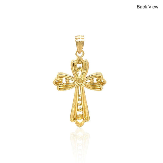 14k Two-Tone Gold Fancy Cross Pendant with Diamond Cuts - Diamond Designs