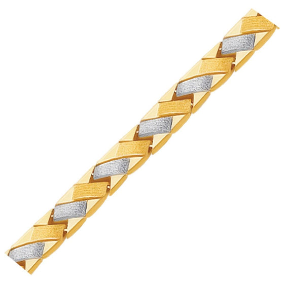 14k Two-Tone Gold Fancy Weave Bracelet with Contrasting Finish - Diamond Designs
