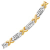 14k Two-Tone Gold Fancy X Line Bracelet - Diamond Designs