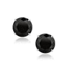 14k White Gold 8.0mm Round Black CZ Stud Earrings - Diamond Designs