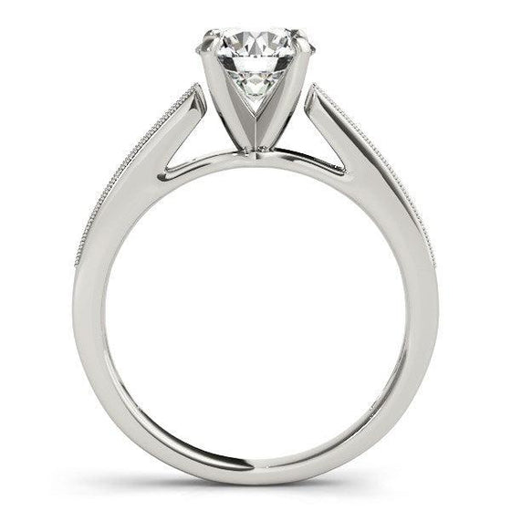 14k White Gold Antique Style Graduagted Diamond Engagement Ring (1 1/8 cttw) - Diamond Designs