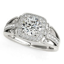  14k White Gold Baroque Shank Style Cut Diamond Engagement Ring (1 1/4 cttw) - Diamond Designs