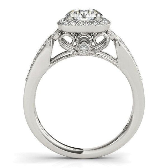 14k White Gold Baroque Shank Style Cut Diamond Engagement Ring (1 1/4 cttw) - Diamond Designs