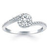 14k White Gold Bypass Swirl Diamond Halo Engagement Ring - Diamond Designs
