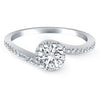 14k White Gold Bypass Swirl Diamond Halo Engagement Ring - Diamond Designs
