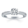 14k White Gold Cathedral Engagement Ring with Pave Diamonds - Diamond Designs