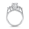14k White Gold Cathedral Engagement Ring with Side Diamond Clusters - Diamond Designs