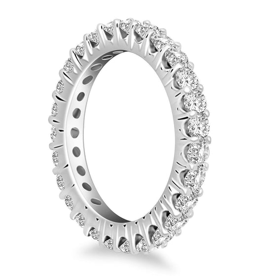 14k White Gold Common Prong Round Diamond Eternity Ring - Diamond Designs