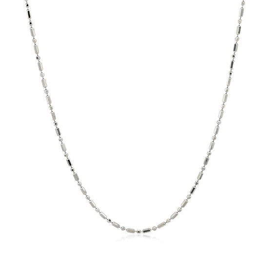14k White Gold Diamond-Cut Alternating Bead Chain 1.2mm - Diamond Designs