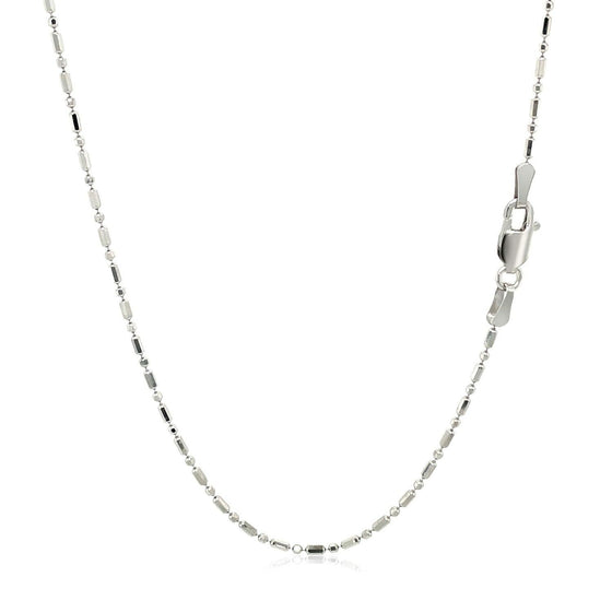 14k White Gold Diamond-Cut Alternating Bead Chain 1.2mm - Diamond Designs