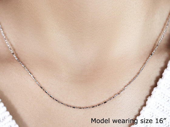 14k White Gold Diamond-Cut Alternating Bead Chain 1.2mm - Diamond Designs