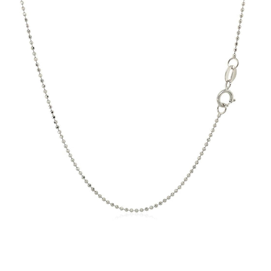 14k White Gold Diamond-Cut Bead Chain 1.0mm - Diamond Designs