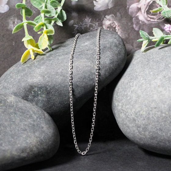 14k White Gold Diamond Cut Cable Link Chain 1.8mm - Diamond Designs
