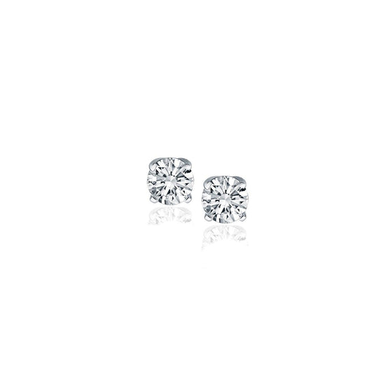 14k White Gold Diamond Four Prong Stud Earrings (1/4 cttw) - Diamond Designs