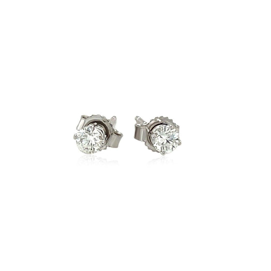 14k White Gold Diamond Four Prong Stud Earrings (1/4 cttw) - Diamond Designs