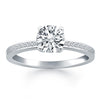 14k White Gold Engagement Ring with Diamond Channel Set Band - Diamond Designs