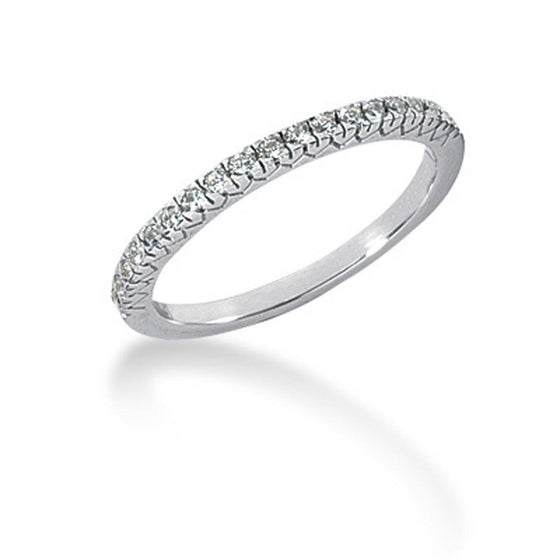 14k White Gold Engraved Fishtail V Pave Diamond Wedding Ring Band - Diamond Designs