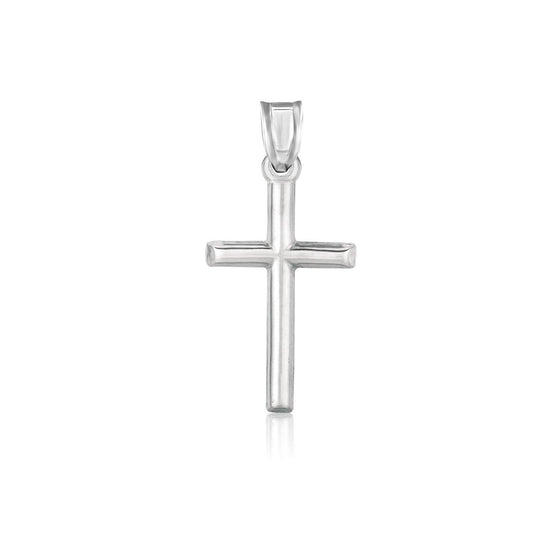 14k White Gold High Polish Cross Pendant - Diamond Designs
