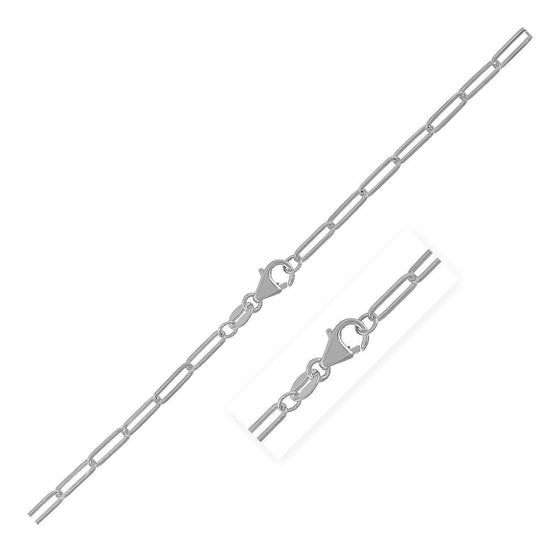 14K White Gold Paperclip Chain (2.5mm) - Diamond Designs