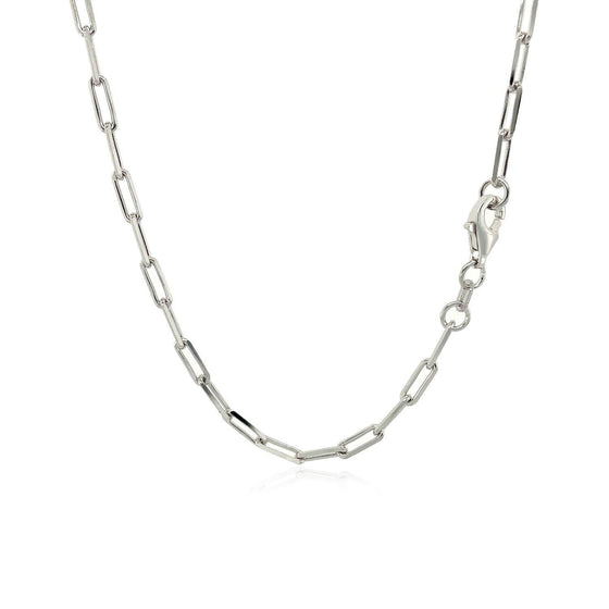 14K White Gold Paperclip Chain (2.5mm) - Diamond Designs