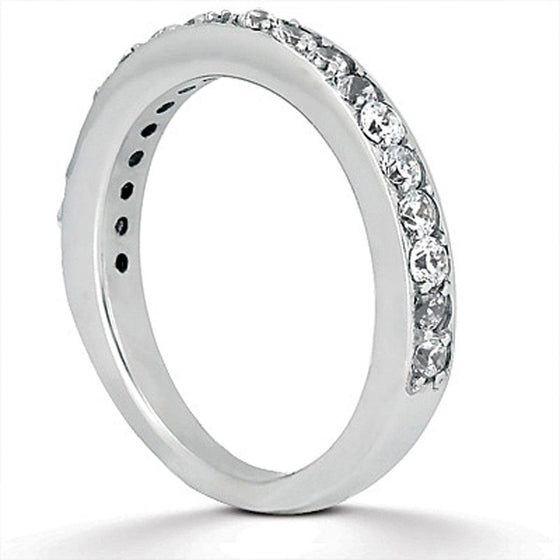 14k White Gold Pave Diamond Wedding Ring Band Set 1/2 Around - Diamond Designs