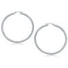14k White Gold Polished Hoop Earrings (50 mm) - Diamond Designs