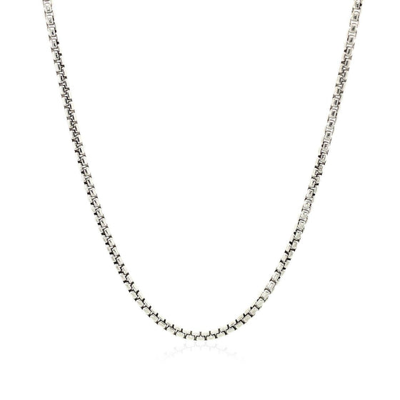 14k White Gold Round Box Chain 1.7mm - Diamond Designs