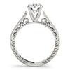14k White Gold Round Diamond Antique Style Engagement Ring (1 1/8 cttw) - Diamond Designs