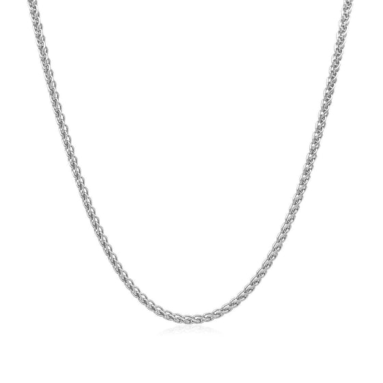 14k White Gold Round Wheat Chain 1.5mm - Diamond Designs