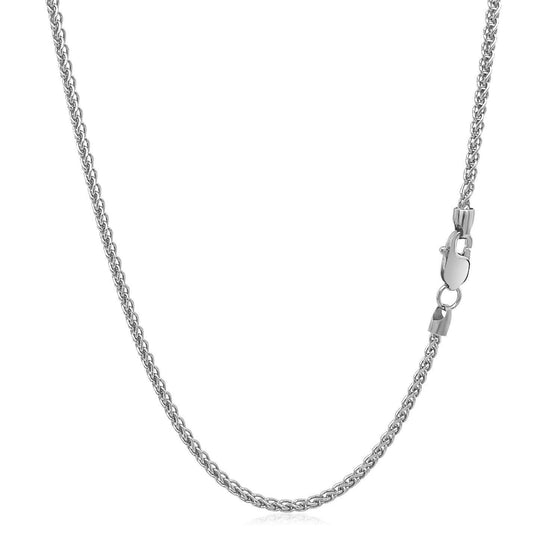 14k White Gold Round Wheat Chain 1.5mm - Diamond Designs