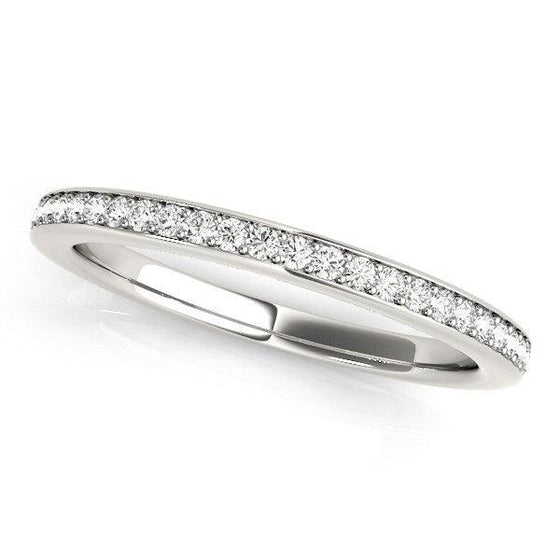 14k White Gold Simple Diamond Wedding Ring (1/4 cttw) - Diamond Designs