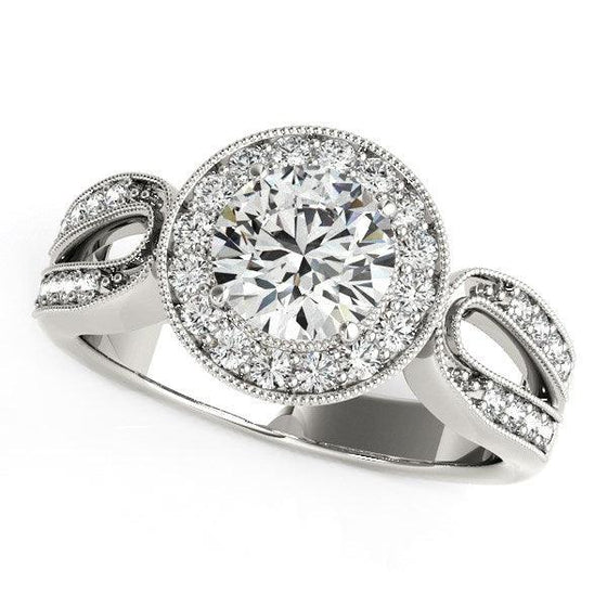 14k White Gold Teardrop Split Band Diamond Engagement Ring (1 1/3 cttw) - Diamond Designs