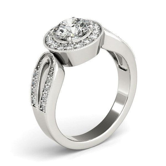 14k White Gold Teardrop Split Band Diamond Engagement Ring (1 1/3 cttw) - Diamond Designs