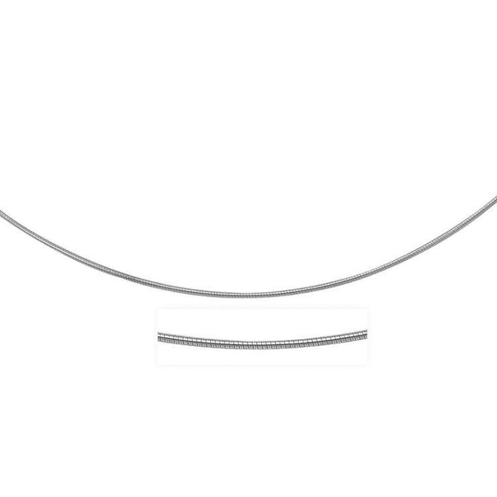 14k White Gold Thin Motif Round Omega Necklace - Diamond Designs