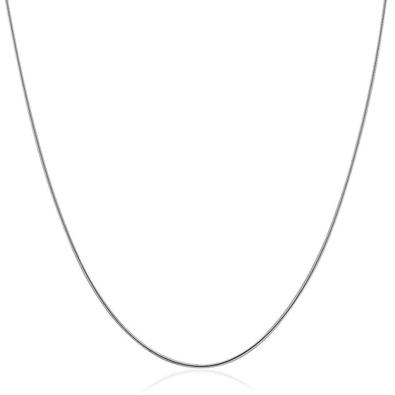 14k White Gold Thin Motif Round Omega Necklace - Diamond Designs