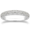 14k White Gold Triple Multi-Row Micro- Pave Diamond Wedding Ring Band - Diamond Designs