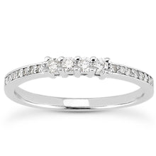  14k White Gold Wedding Band with Pave Set Diamonds and Prong Set Diamonds - Diamond Designs
