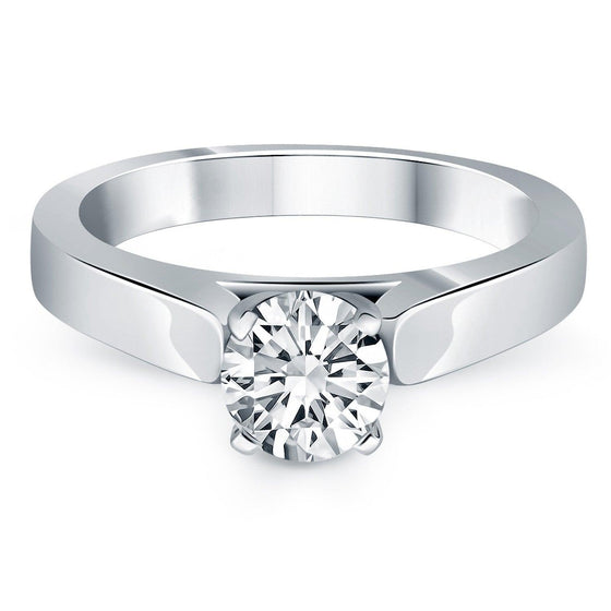 14k White Gold Wide Cathedral Solitaire Engagement Ring - Diamond Designs