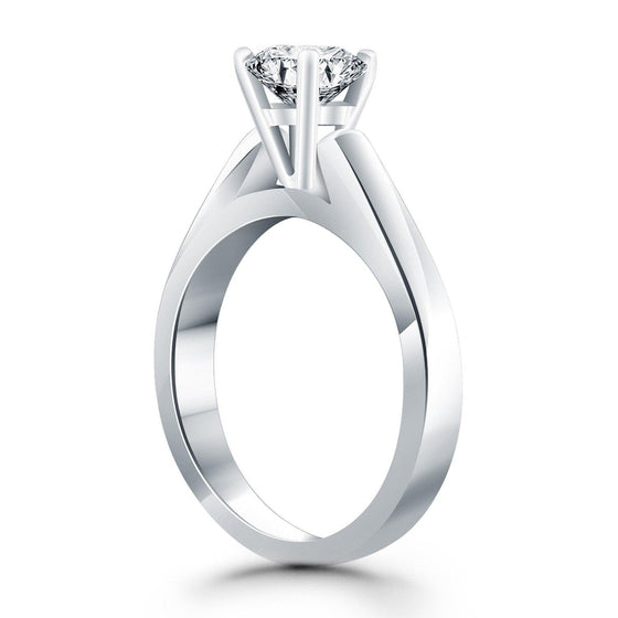 14k White Gold Wide Cathedral Solitaire Engagement Ring - Diamond Designs