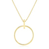 14k Yellow Gold 17 inch Necklace with Polished Ring Pendant - Diamond Designs