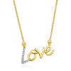 14k Yellow Gold 18 inch Necklace with Gold and Diamond Love Symbol - Diamond Designs