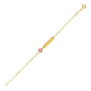 14k Yellow Gold 5 1/2 inch Childrens ID Bracelet with Enameled Heart - Diamond Designs