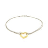 14k Yellow Gold and Sterling Silver Anklet with a Single Open Heart Station - Diamond Designs